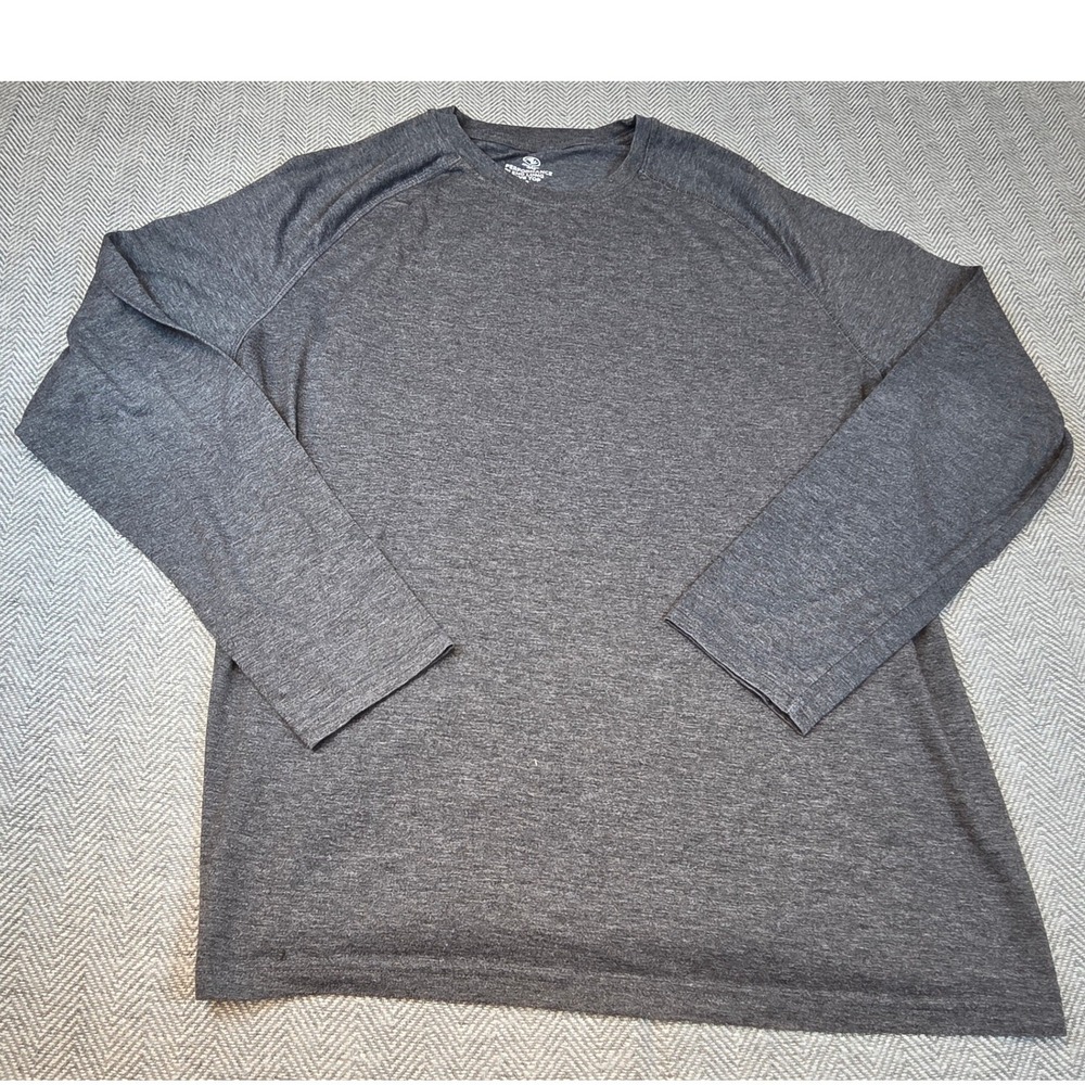 Athletic Works Mens XL Performance Blend Long Sleeve Top Charcoal Heather Gray